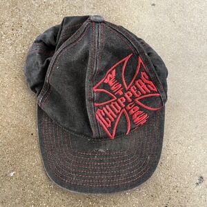 Y2K West Coast Choppers Hat Snap Back Mens One Size Black Denim Biker Motorcycle
